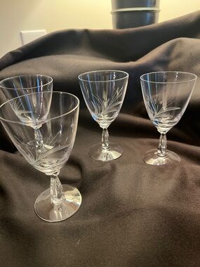 4 Princess House crystal water goblets Retired 5“ Heritage 1980’s